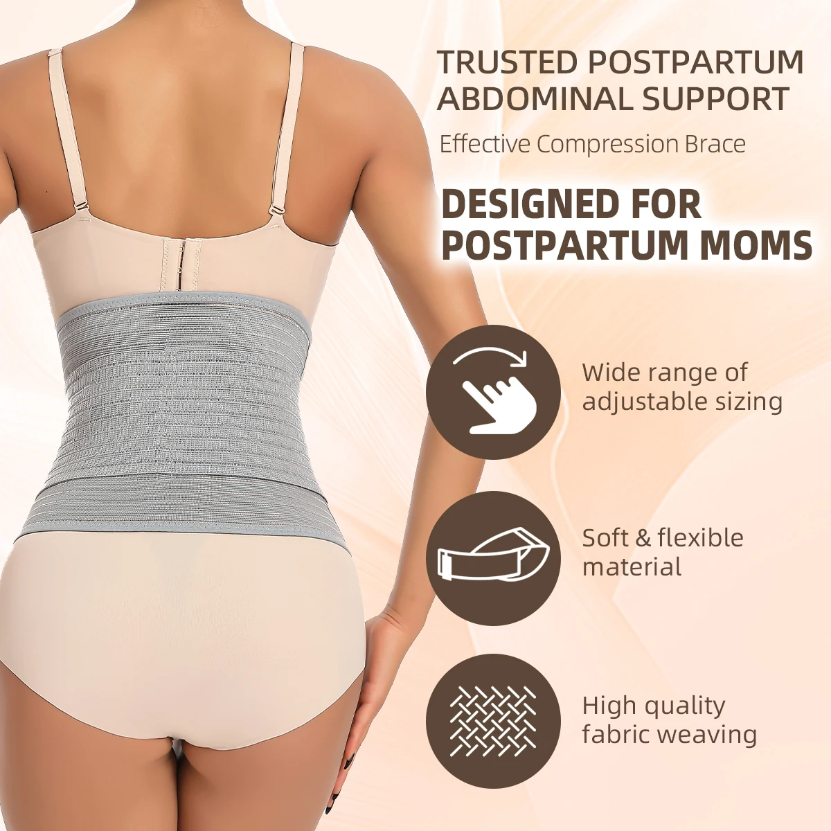 Postpartum Waist Support Belt - Comfortable Compression Trainer for Fast Recovery - Adjustable Breathable Cincher for New Moms