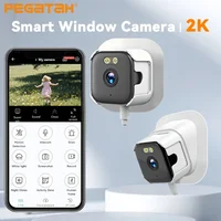 Cámara de ventana inteligente QHD 2K, cámaras interiores WiFi 2,4G/5G para seguridad del hogar visión nocturna en Color detección de movimiento grabación 24/7