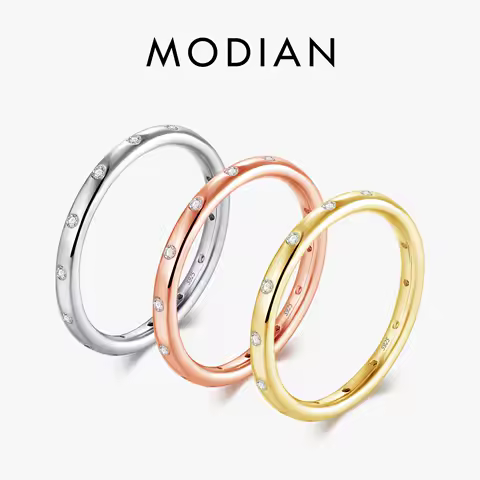 Modian 100% Real 925 Sterling silver Stackable Ring Clear Fashion Simple CZ Wedding For Women Genuine Classic Jewelry