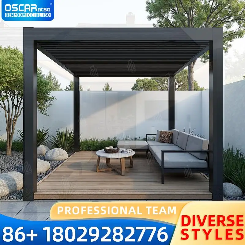 

Electric Garden Outdoor Aluminum Smart Automatic Louvered Retractable Pavilion for Patio Backyard Poolside pergola
