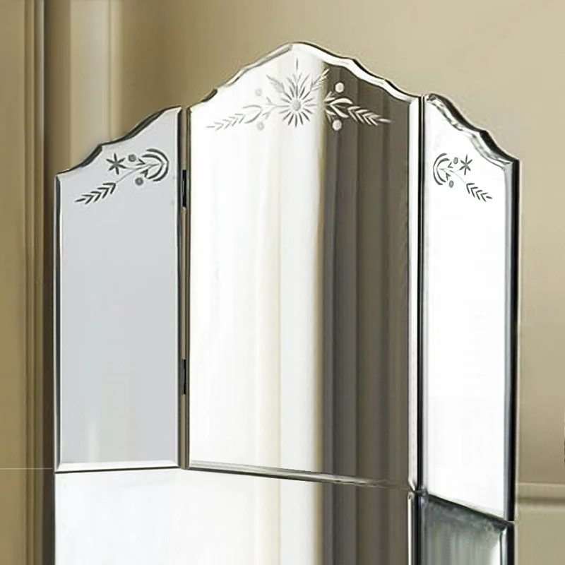 Carved tri-fold mirror neoclassical bedroom dressing mirror personalized creative decorative mirror