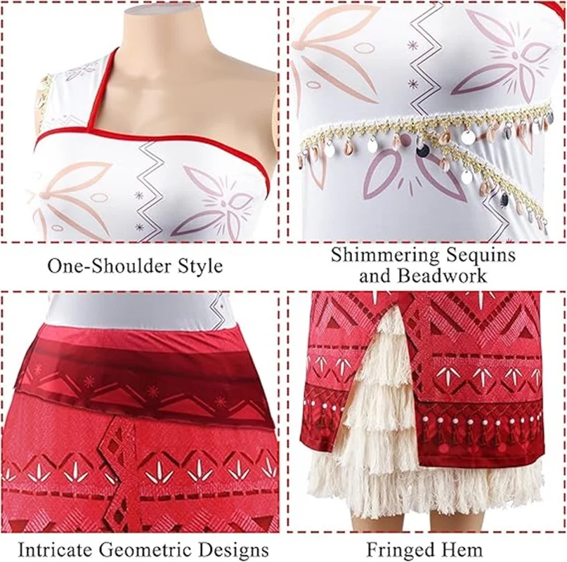 Vaiana Dress Adult Women Costume Tassel Skirt 2026 Ocean Adventure Holiday Princess Dress For teenage Girl Carnival Dress Up