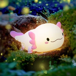 Axolotl-Lámpara de noche de silicona para Bebé y Niño, luz nocturna con Control táctil, recargable por USB