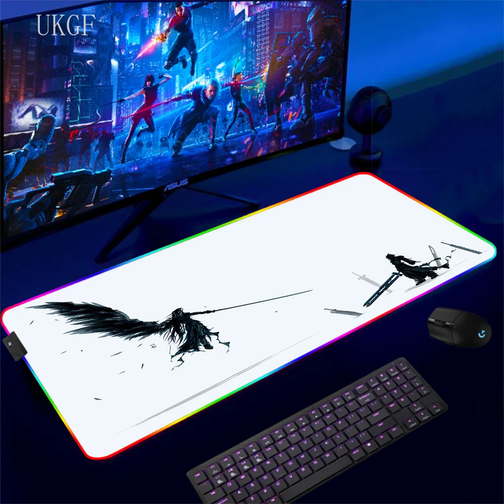 Large Gamer Final Fantasy XIV Mouse Pad Led Mousepad Rgb Computer Teclado Accessories Desk Mat Game Office Deskmat With Backlit