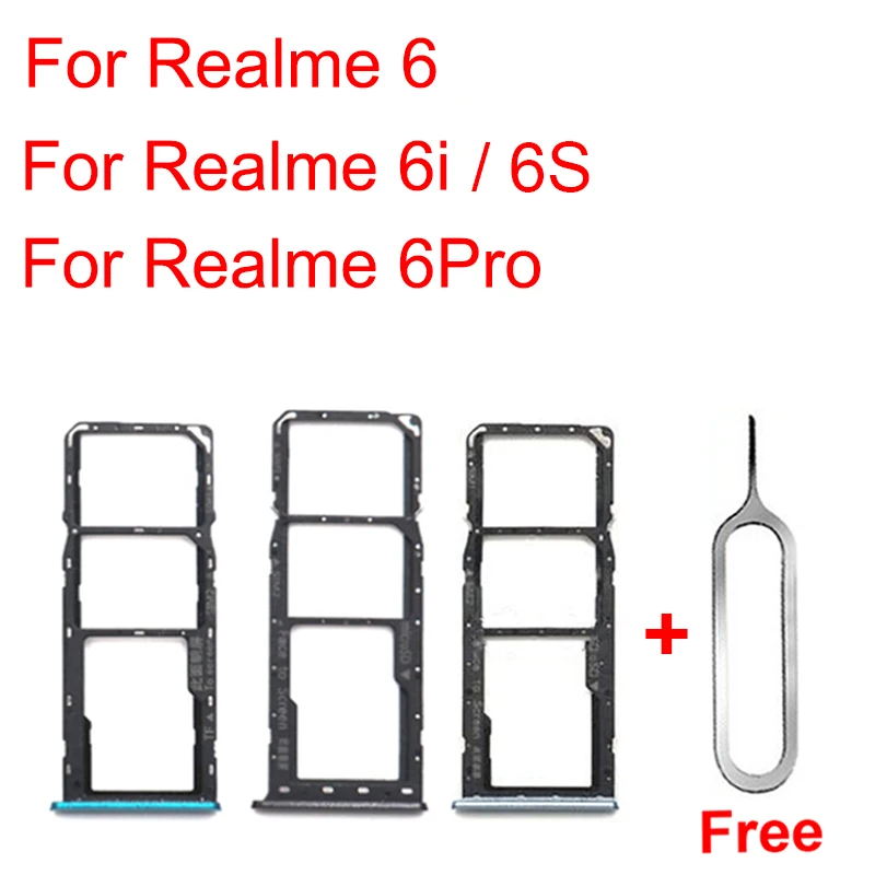 Dual SIM Card Tray For Realme 6 6i 6S 6 Pro Sim Card Slot Tray Holder  Card Reader Adapter Replacement Reapir Parts