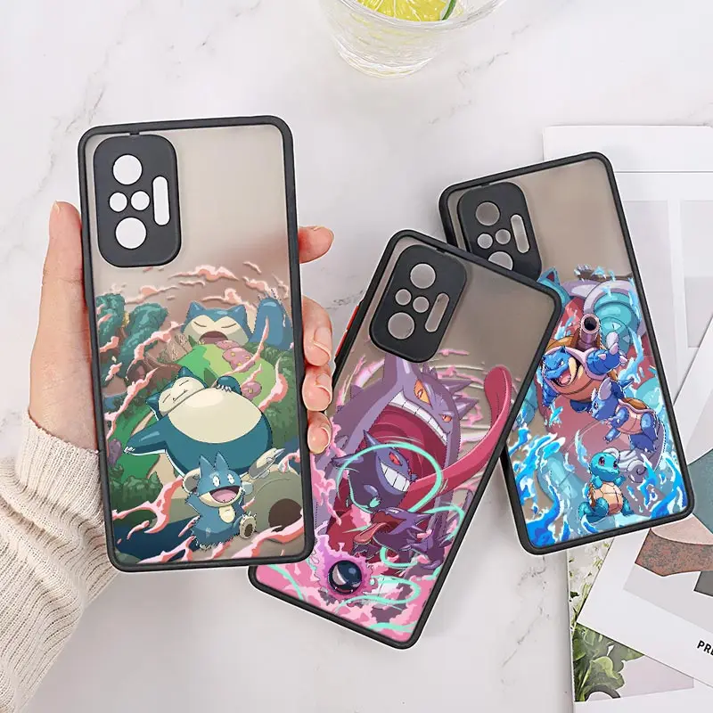 Pokemon Snorlax Gengar Anime Phone Case For Xiaomi Redmi 10C 9T 9A 9C Note 8 9 10 11 12 Pro Plus 9S 12S Fundas Matte Clear Cover