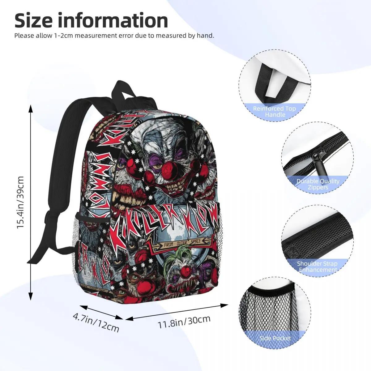 Killer Klowns From Outer Space Backpack Student BookBag Children School Bag Computer Shoulder Bags for Boys Girls