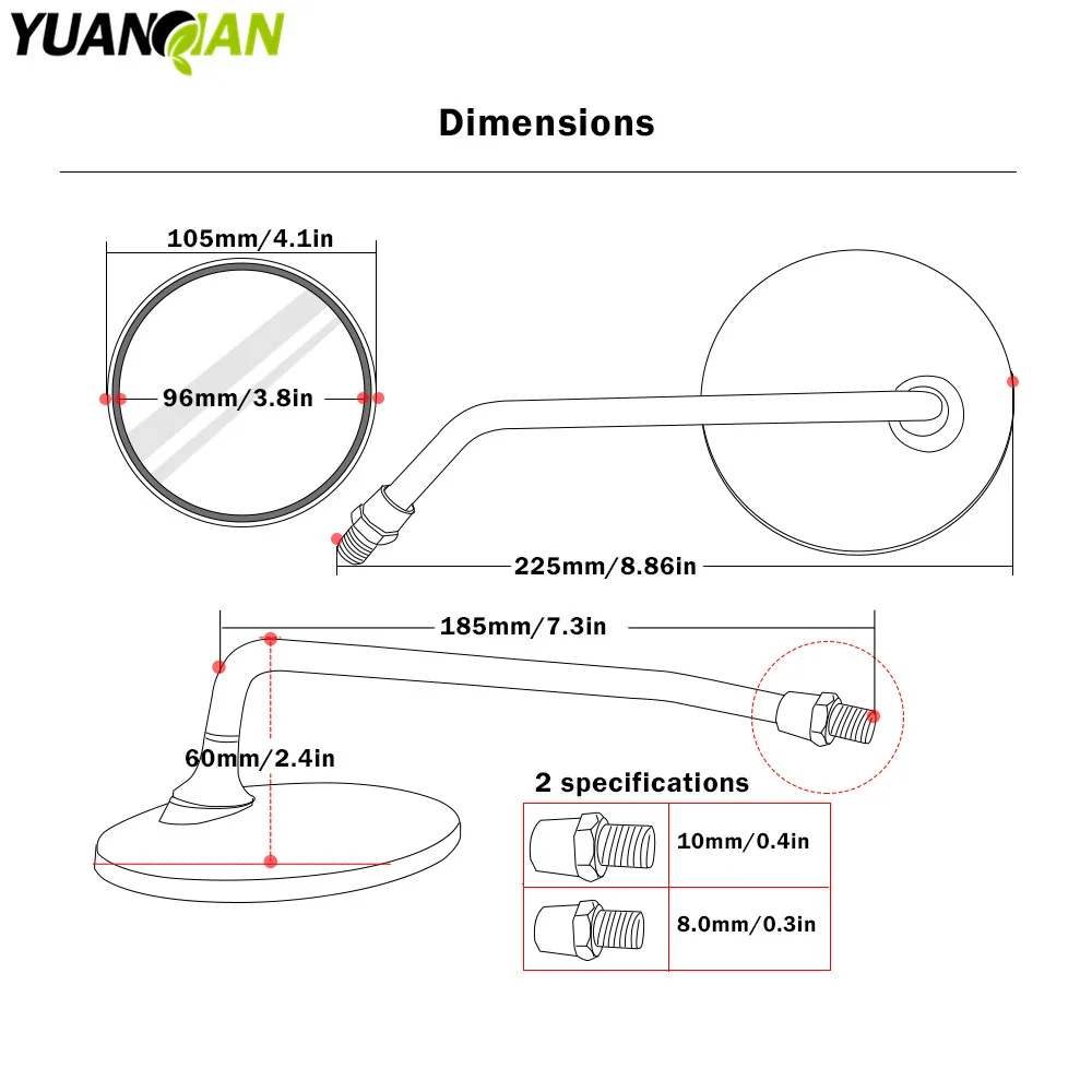 Universal Folding Motorcycle rearview Side mirror 8mm 10mm Motorcycle Accessories kit for bmw r1200gs  APRILIA TUONO   Honda