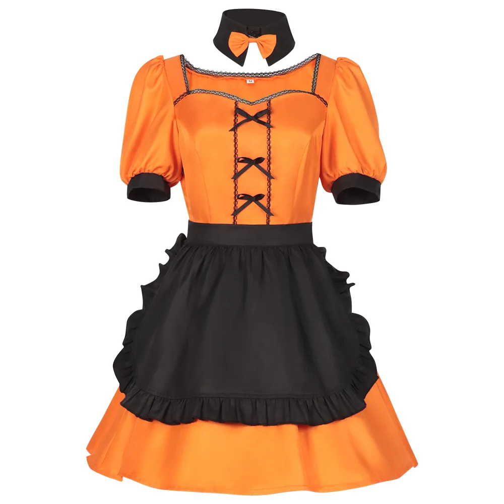 

Orange Dress Halloween Maid Cosplay Costume Anime Role Dress Suit Comic Con Women Girl Outfit Festival Carnival Gothic Wear