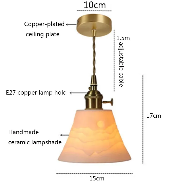 الرجعية النحاس شفافة السيراميك الثريا/مصباح السقف E27 الشمال بسيط الإقامة المنزلية الممر السرير مدخل بار مقهى نافذة مصباح
