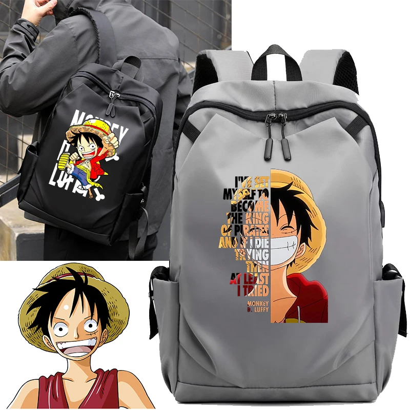 ONE PIECE Business Backpacks Anime Figures Men Shoulders Bag Multi Functional Computer Bags Outdoor Travel Student Knapsack Gift