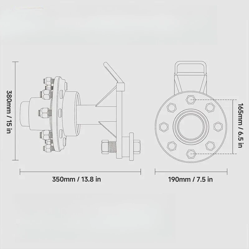 Transport container wheel 8 cam and bolt shaft assembly