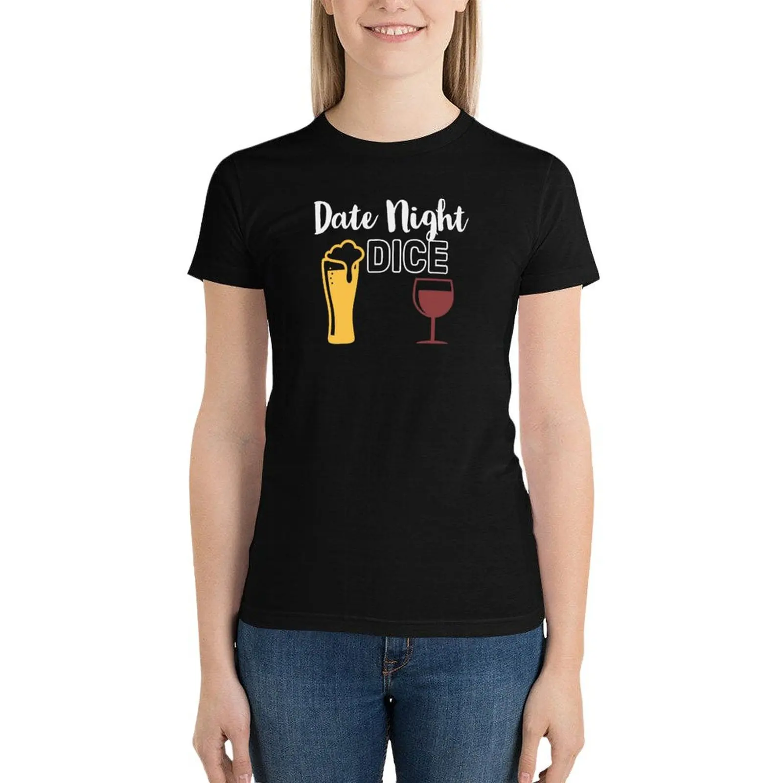 

Date Night Dice - White T-Shirt summer tops tops t shirts for Women graphic