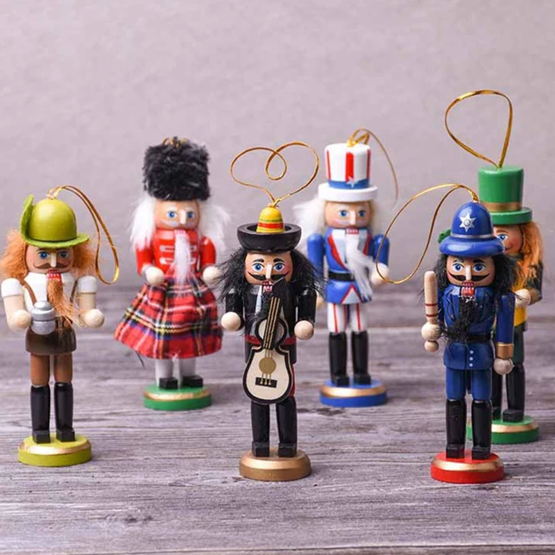 1Pc 12CM Nutcracker Puppet Soldier Ornaments Christmas Doll Pendant Nutcracker Band Soldiers Xmas Tree Decor New Year Gift