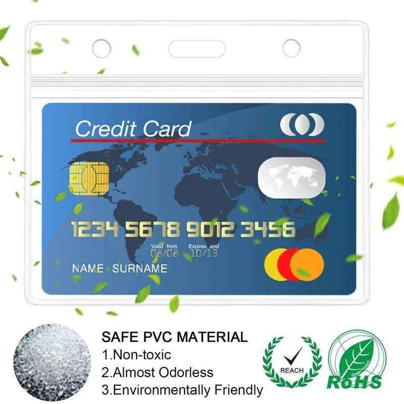 10pcs Transparent horizontal ID card holder, high-quality ID card holder badge, sealed, waterproof, high quality