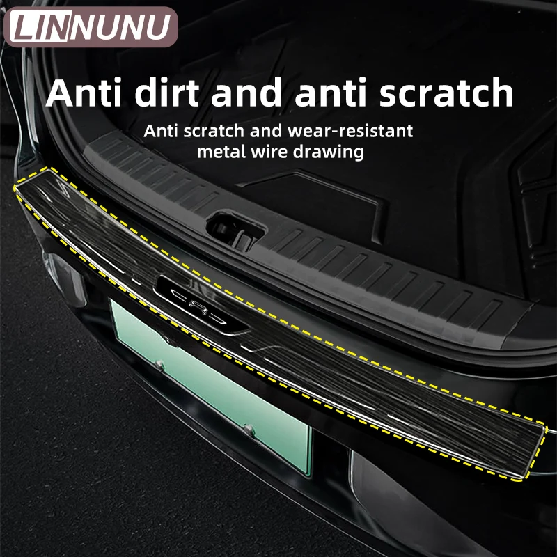 LINNUNU Car styling Stainless Steel Rear Bumper Protector ABS Sill Trunk Tread Plate Protector Trim Fit for ZEEKR 001 2021-2024