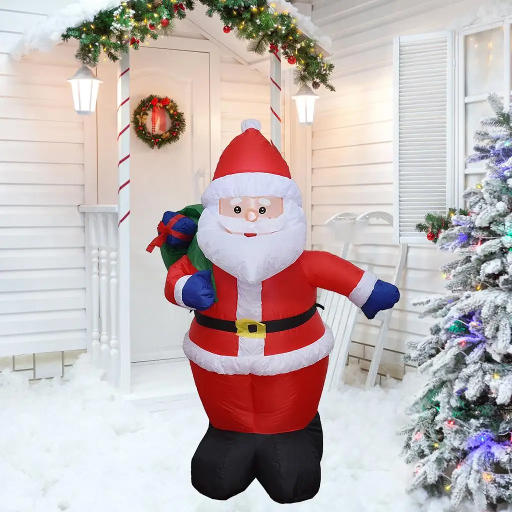 Inflatable Santa Claus 120cm Christmas Decor for Christmas Party Courtyard EU Adaptor