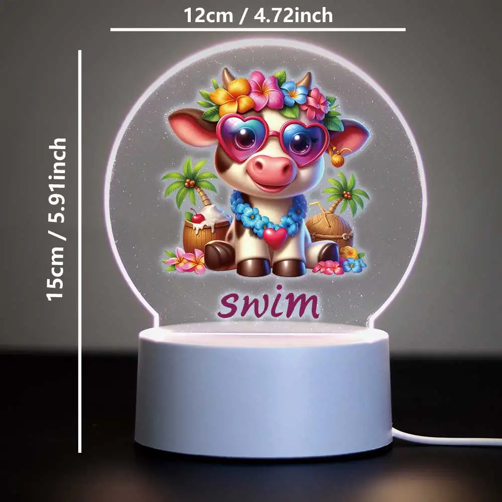 1 pc วัวที่มีเสน่ห์ UV พิมพ์ส่วนบุคคลชื่อ 3D Visual Night Light 3d Illusion Night โคมไฟเด็กตกแต่งห้องของขวัญวันเกิด