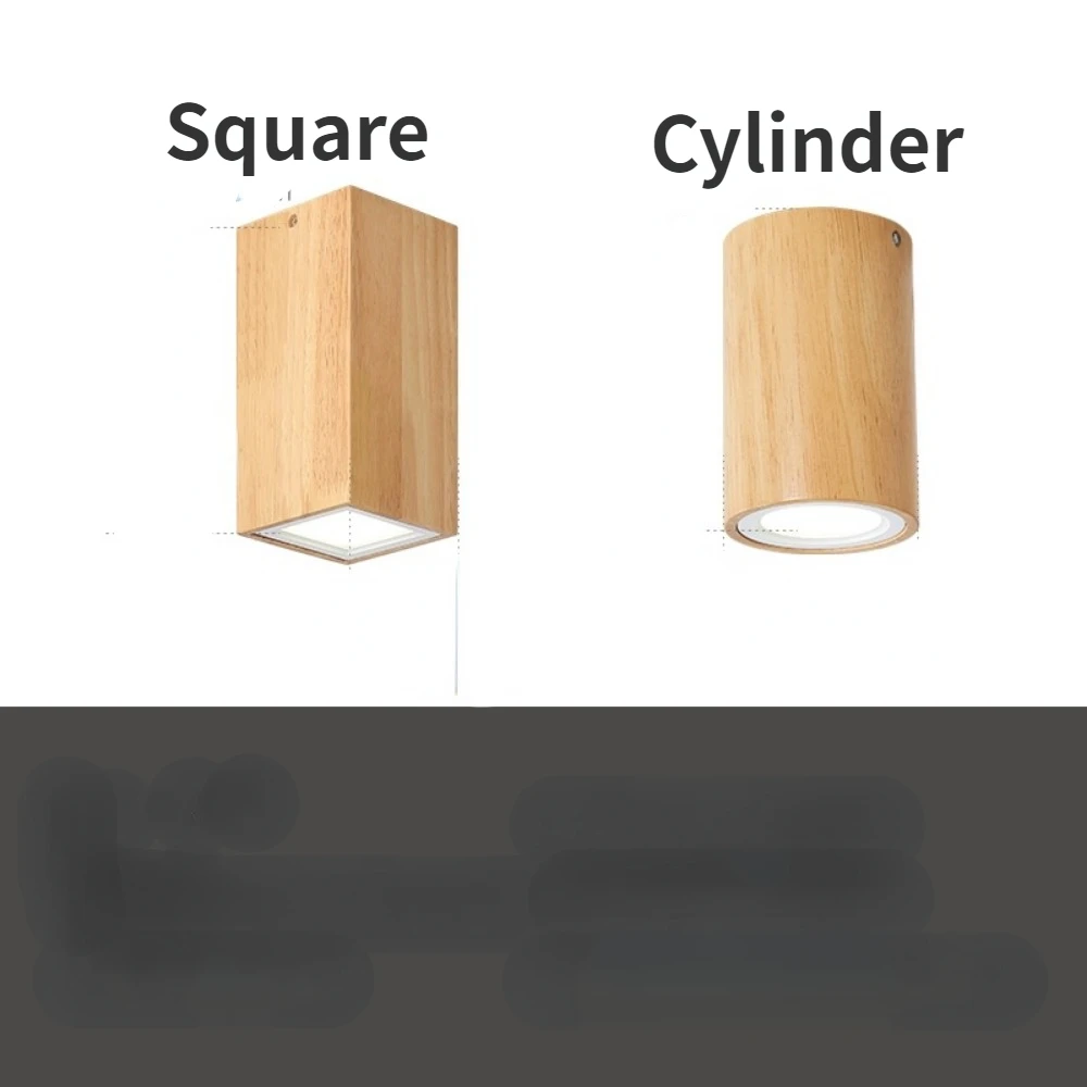 Open-mounted LED Downlight Nordic Modern Simple Solid Wood Aisle Balcony Japanese Decorative Living Room Small Cylinder Square