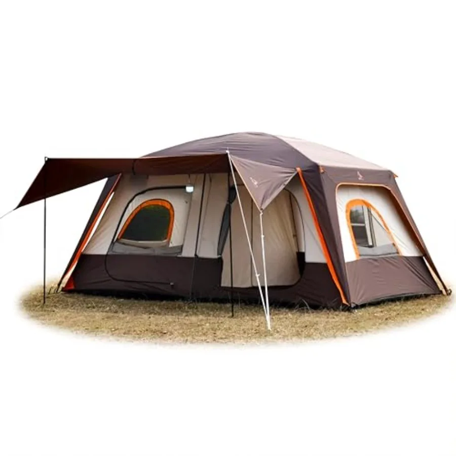 

Extra Large Tent 6--- Style-B,Family Cabin Tents, 2 Rooms, 3 Doors and 3 Windows with Mesh, Straight Wall, Waterproof, Double L