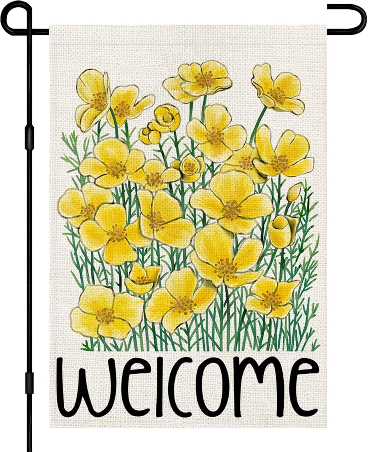 Welcome Spring Garden Flag 12x18 Vertical Double Sided Burlap,Yellow Canola Floral Small Sign Farmhouse Yard Outdoor Decoration