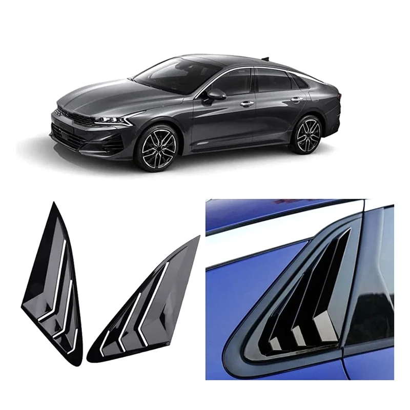 2X Black Rear Side Window Quarter Louver Cover for KIA K5 2020 2021 2022