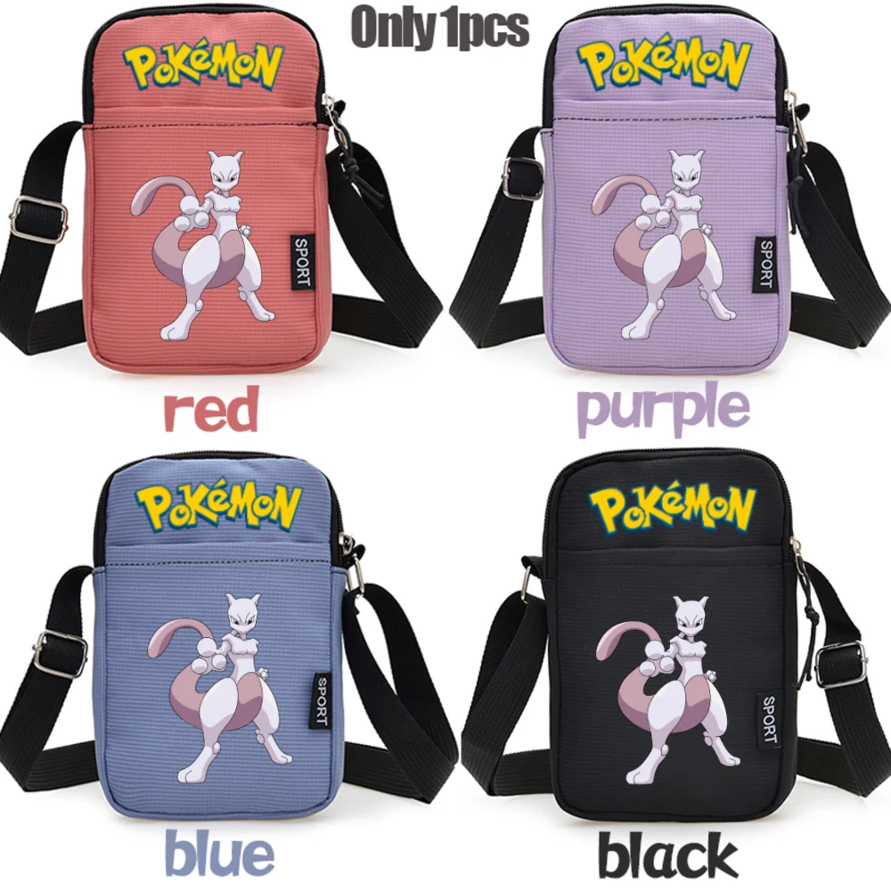 Anime Poke mon Card Storage Wallet Purse Candy Bag Travel Handbags Black Blue Cartoon Crossbody Shoulder Zipper Birthday Gift view 3