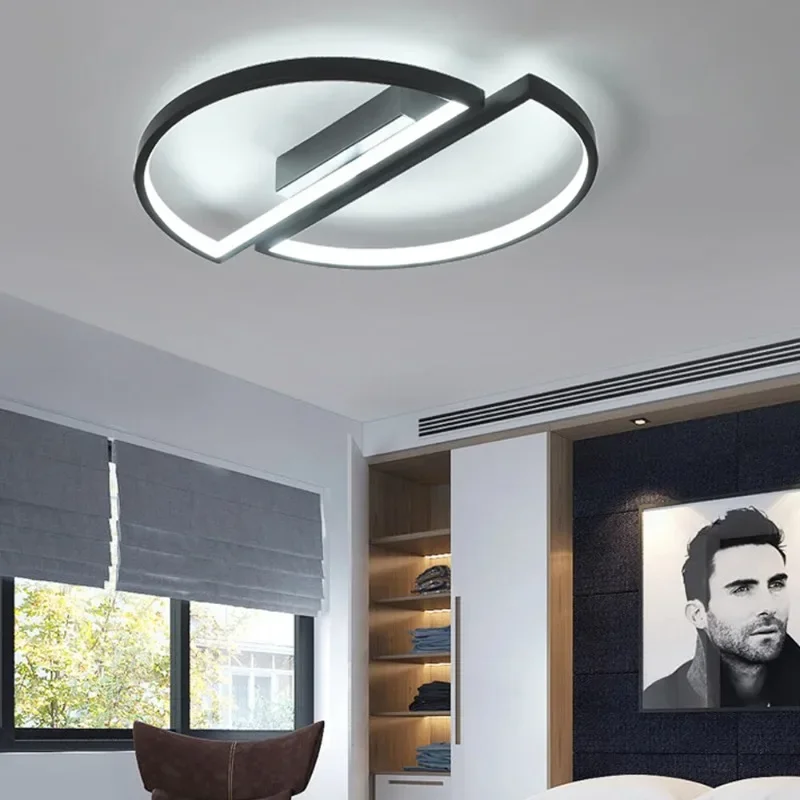 42W 52W Modern LED Ceiling Lights Nordic Simple Semicircle Ceiling Lamp AC85-265V Led Fixture for Living Room Home Decor