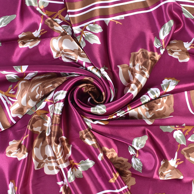 2023 New Rose Pattern Four Seasons Universal Fashion 90 Color Ding Large Square Scarf Headband Scarf Silk