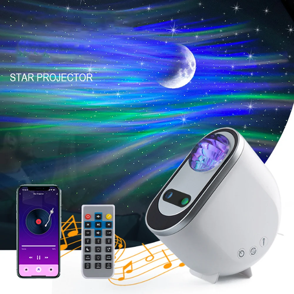 

Galaxy Ocean Wave Projector with Bluetooth Speaker/Sound Activated Sky LED Night Light for Kids/Adults/Holidays/Party/Room Decor