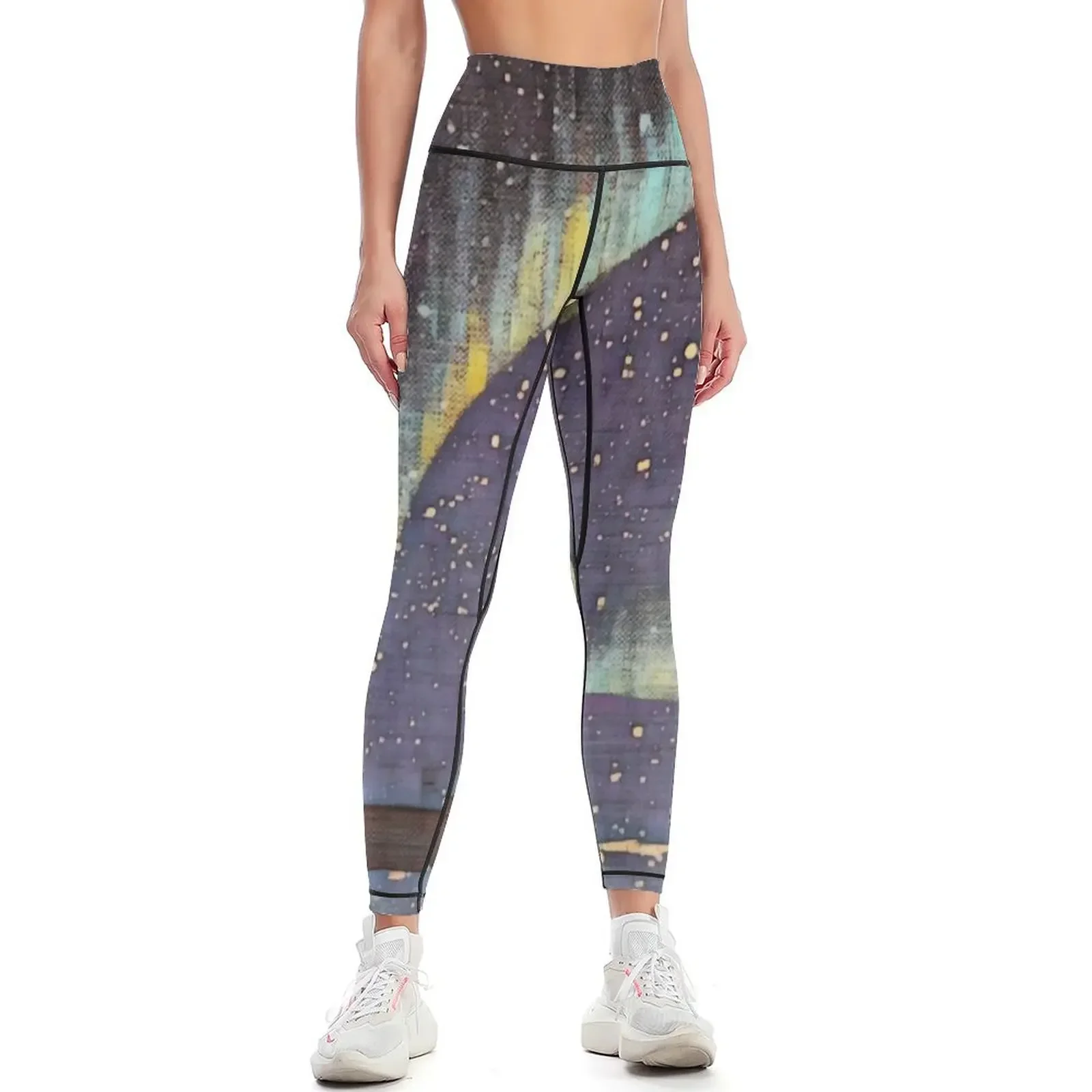 Northern Lights and the Whistling Raven Leggings gym's clothing gym top Sweatpants gym sportswear woman Womens Leggings