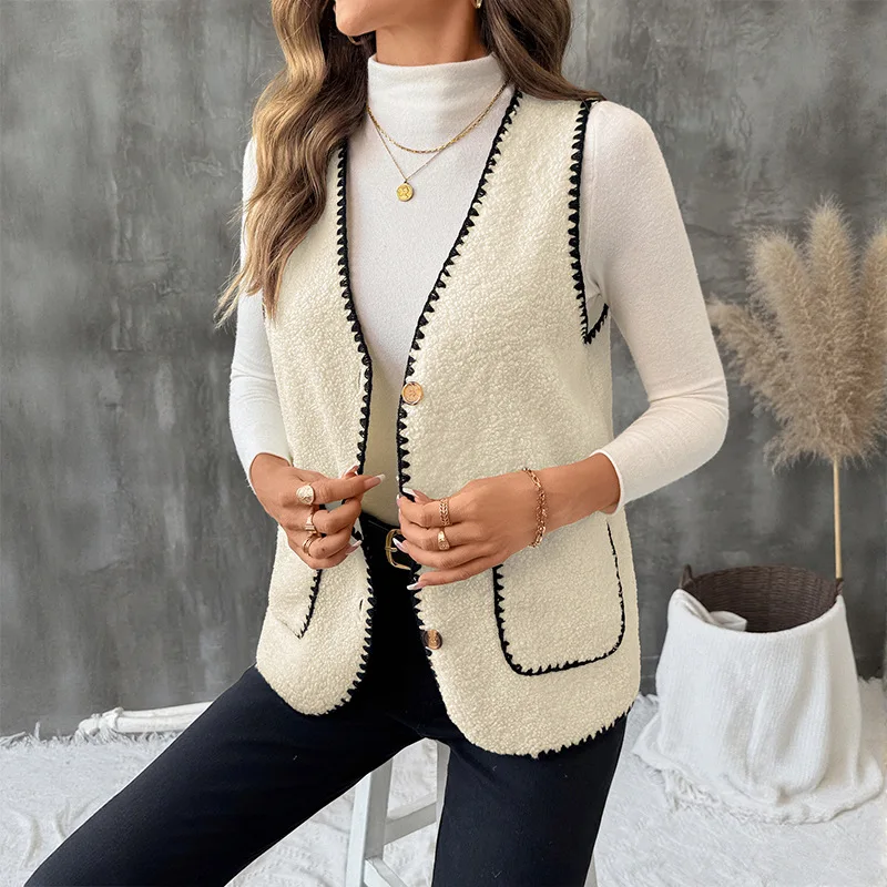 2025 Autumn and Winter New Women's Fashion Casual Loose Sleeveless Vest V-neck Temperament Elegant Joker Vest Ladies