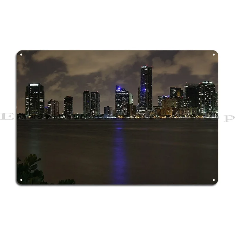 Miami Skyline Cityscape Metal Plaque Poster Cinema Rusty Design Printing Garage Tin Sign Poster