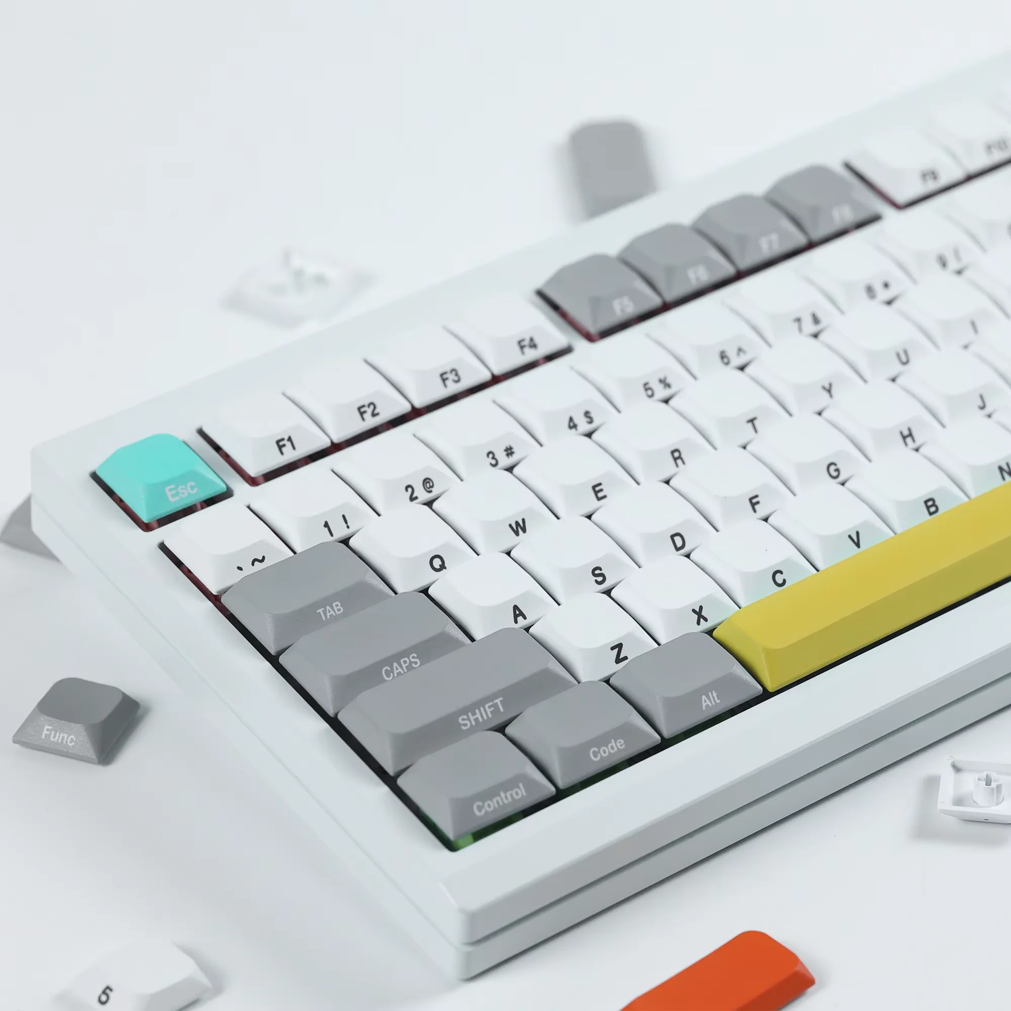 Slope Low Profile Keycaps PBT Dye-Sub Side Print Retro Gray Keycap 127/134 Keys Caps Set for Mechanical Keyboard