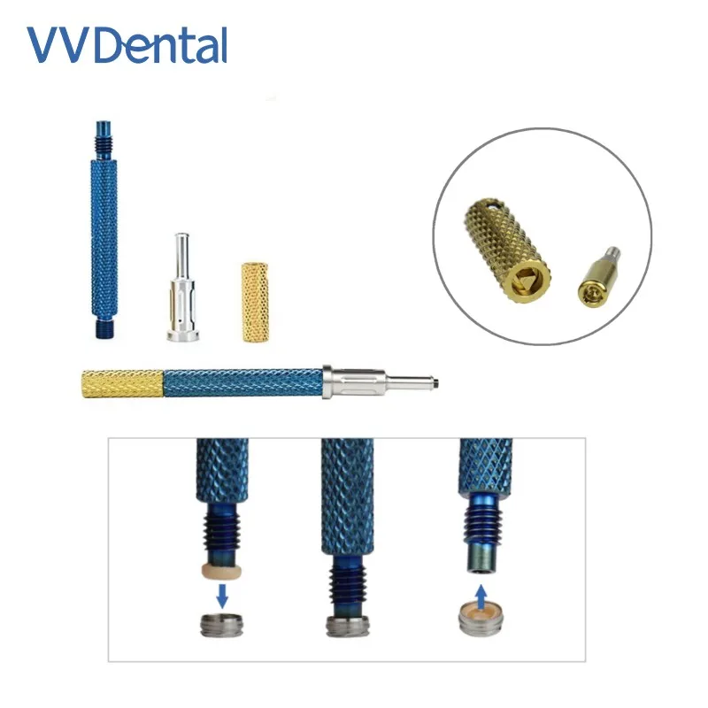 

VV Dental 1PC Metal Universal Implant Locator Insertion Extraction Tool Remove Locator 3 in 1 Core Tool Metal Handle