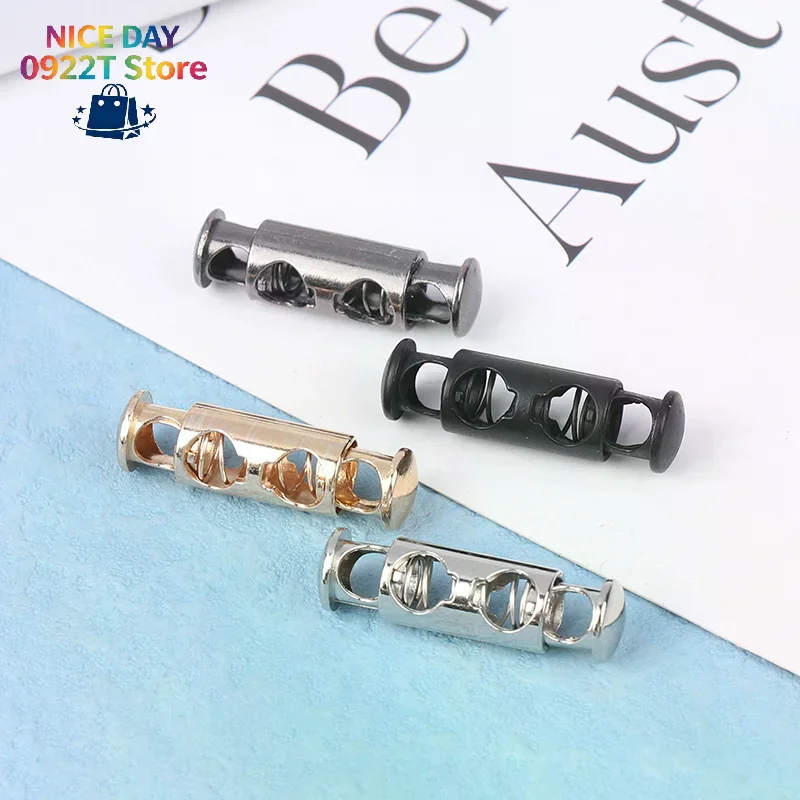 10Pcs Metal Double Hole Head Spring Buckle Cord Lock Elastic Adjustment Buckles Tightening Fasteners Locks Sewing Tools@#X