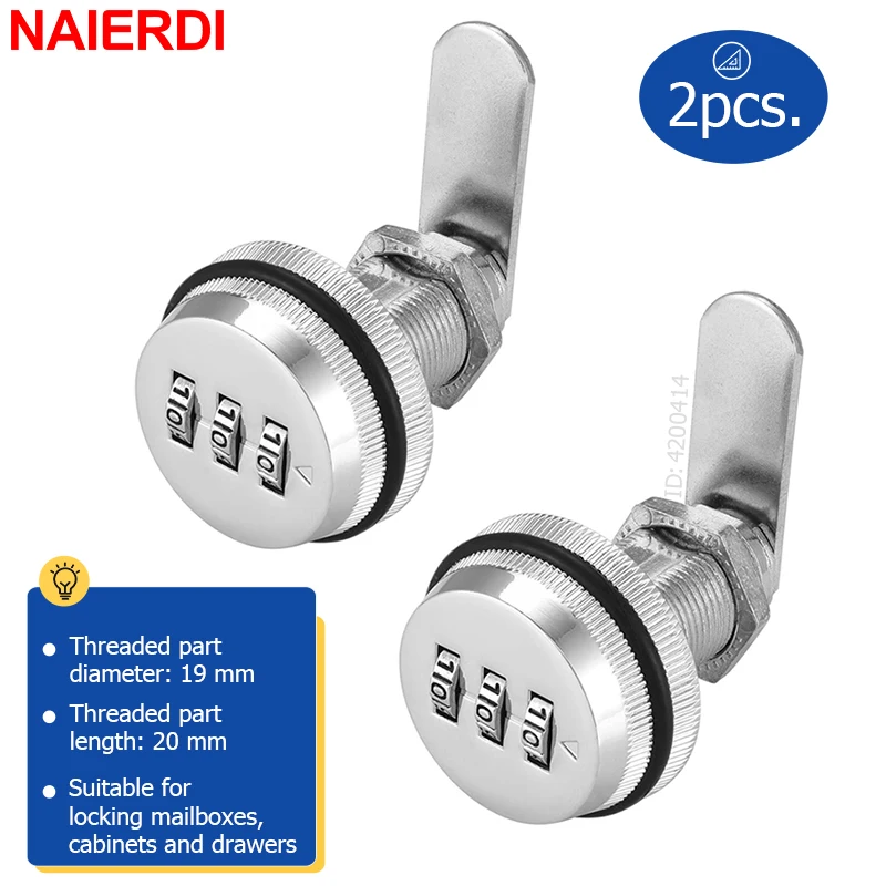 

NAIERDI 2 Pieces Combination Cam Lock Security Zinc Alloy Password Locks Cabinet Lock for Cabinet Filing Drawer Mailbox