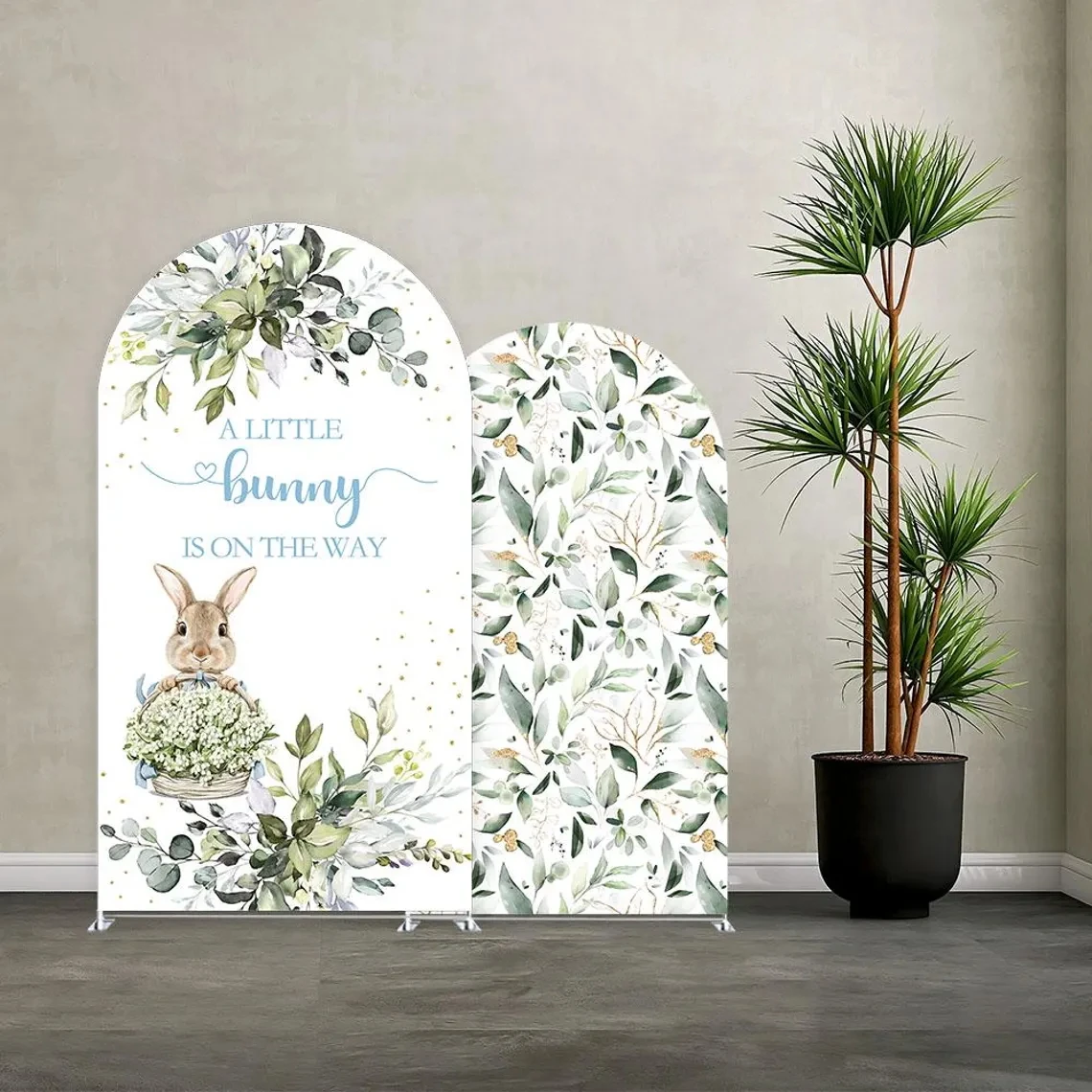 

LS Custom 2-Sided A Little Bunny Is on The Way Kids Birthday Party Baby Shower Cover Chiara Arch Background Decor Backdrop