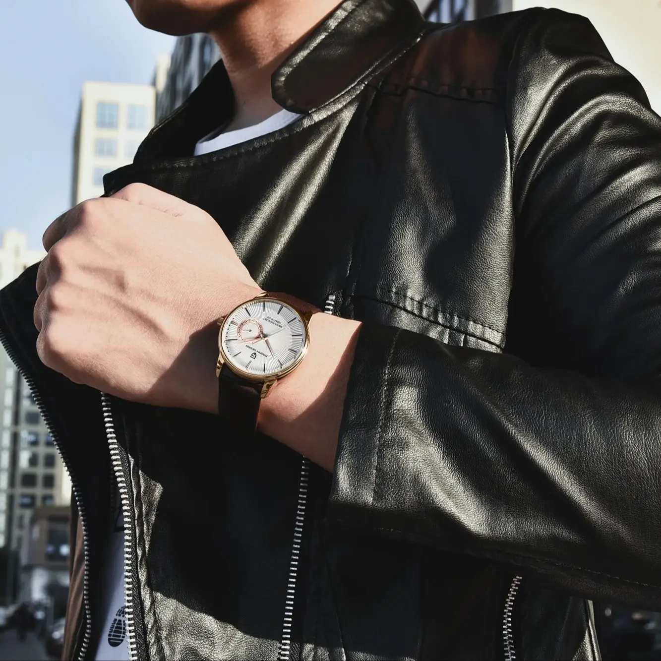 PAGANI DESIGN Simple Light Luxury Men's Quartz Watch High-End Trend VH65 Leather Strap Calendar 10Bar Waterproof Watch+Gift Box