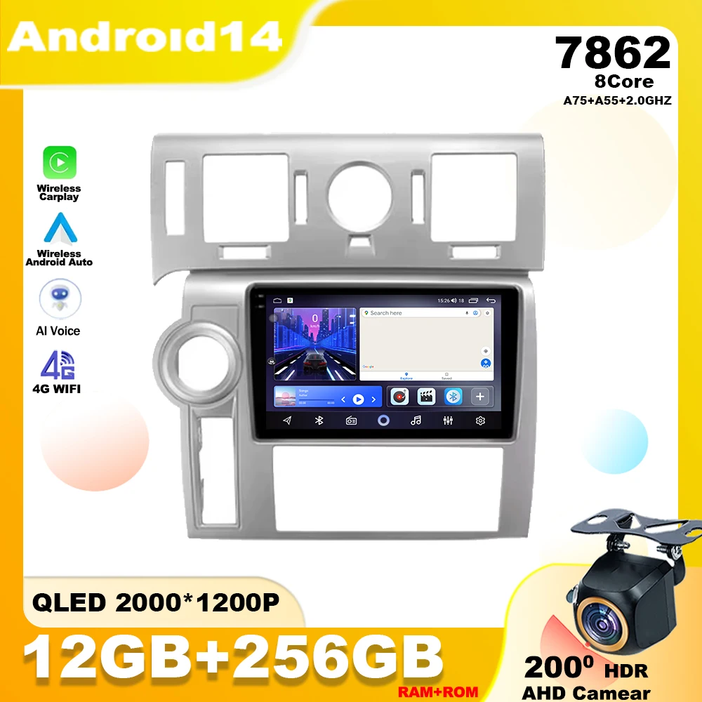 Android 14 For Hummer H2 E85 2007 - 2009 Car Radio Multimedia Player Stereo Navigation GPS QLED IPS Screen Carplay DVD Head Unit