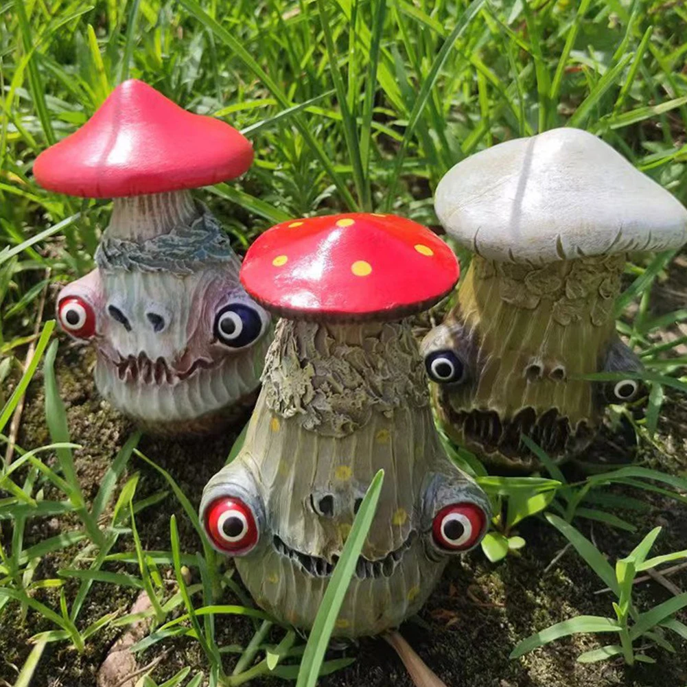 Resin Spooky Mutant Mushroom Decor Craft Halloween Decoration Unique Miniature Mushrooms Statue Multipurpose for Halloween Party