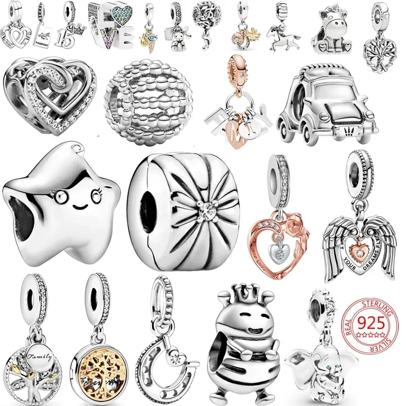 

Sterling Silver Number Puppy Family beads Pendant Fit Pandora 925 Original Charms bracelets for Women Gift Fine Jewelry Making