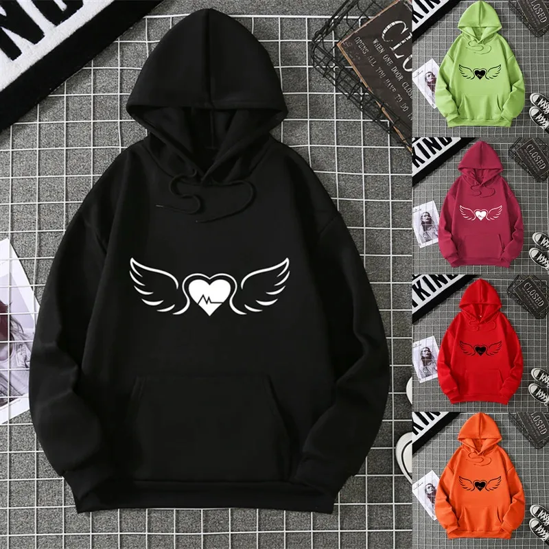 

Толстовка с капюшоном и принтом в форме сердца, топ с длинными рукавами для женщин