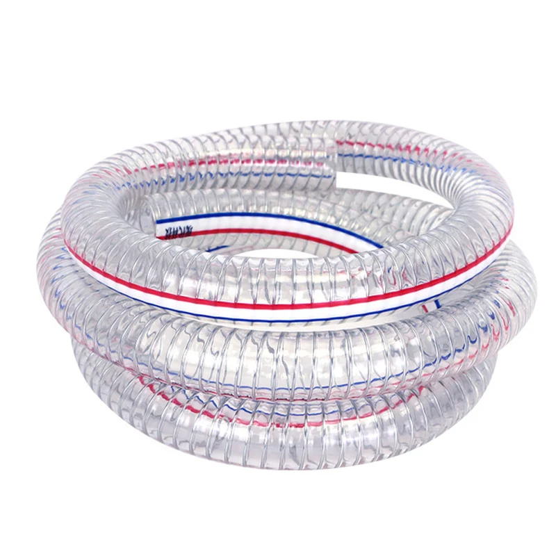 1M PVC Steel Wire Transparent Tube Industrial High Temperature Oil Resistant Hose Antifreeze Plastic Water Pipe Pumping Fittings