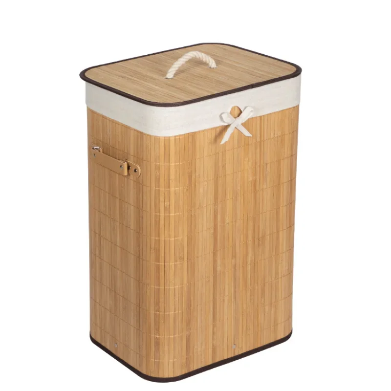 Bamboo Laundry Hamper Basket Wicker Clothes Storage Bag Sorter Bin Organizer Lid Washing Cloth Bin Rangier Lid