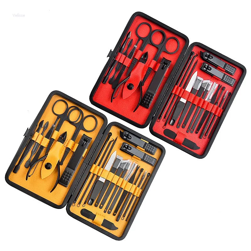 Stainless Steel Complete Manicure Pedicure Tool Set Nail Clipper Nail Cutter Cuticle Scissors Grooming Kit In Box Beauty Gift
