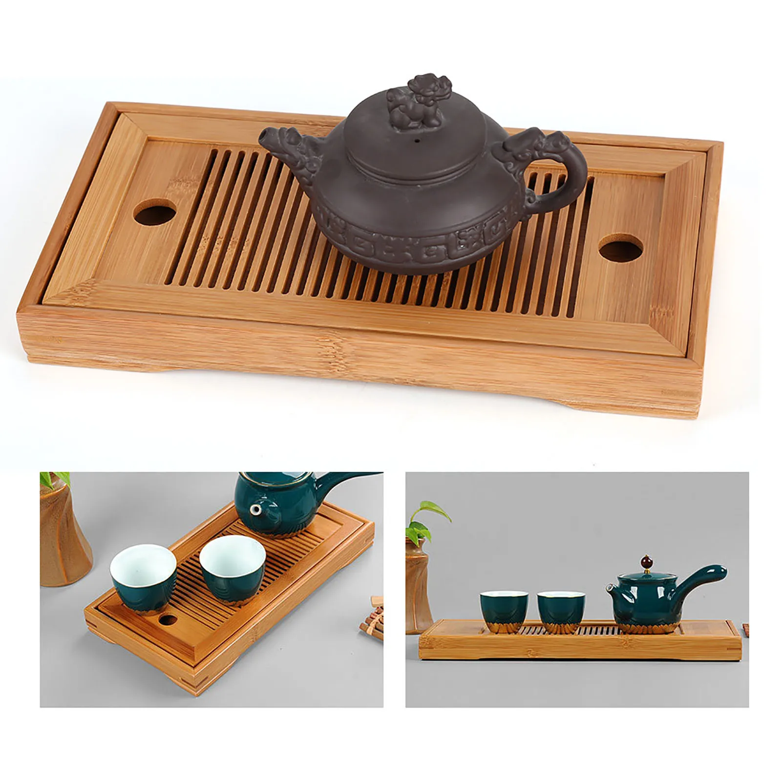 Bamboo Tea Table Tray High Quality 25*14*3cm Chinese Tea Tray Household Tea Board Water Drain Tea Serving Table Accessories