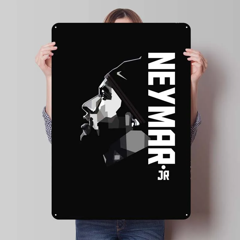 Neymar JR Metal Sign Sports Poster Metal Wall Art Mural Tinplate Sign Plaque for Wall Art Decoration Room Decor Men Coffee Bar