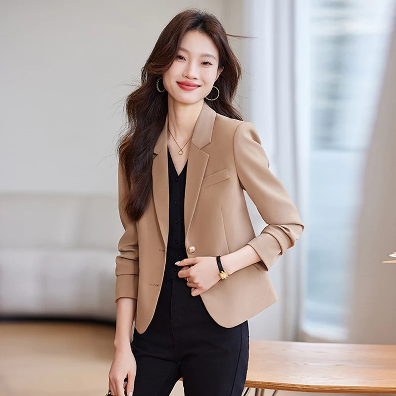 ZJYT Elegant LADIES Casual Blazers ผู้หญิงฤดูใบไม้ผลิ 2025 แขนยาวเสื้อแจ็คเก็ตพลัสขนาด Outerwears Veste Femme