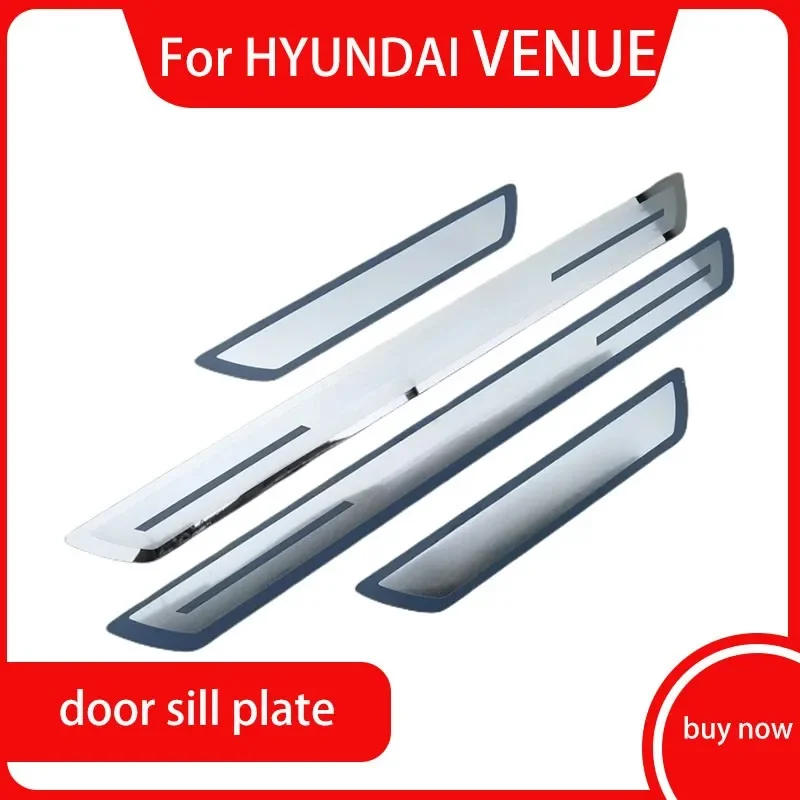 Car Sticker For HYUNDAI VENUE Door Sill Scuff Plate Car Styling Protector Accessories Stainless Steel  2019 2020 2021-2024